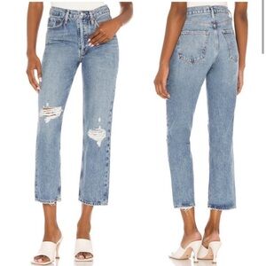 AGOLDE Lana Crop in Cornerstone Color: Cornerstone size 28